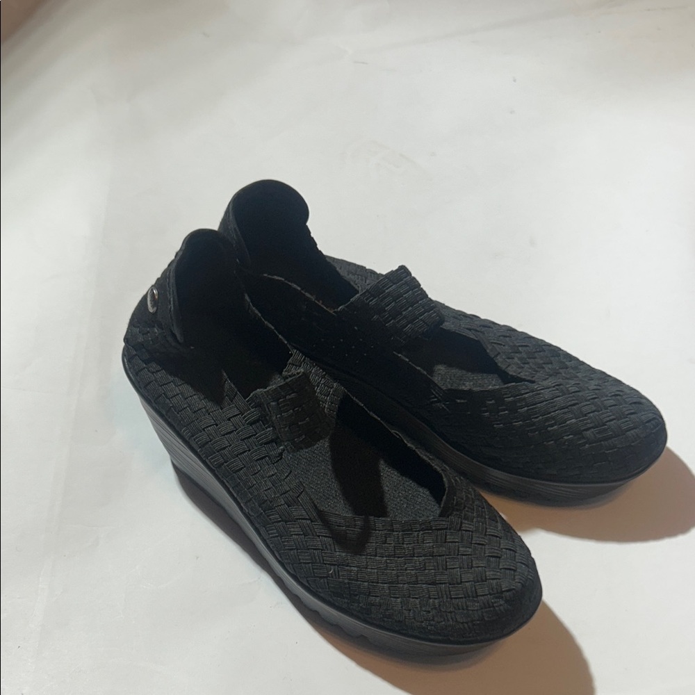 Bernie Mev - Women’s Black Woven Slip-On Shoes